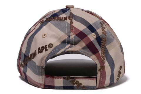 A BATHING APE LOGO CHECK PATTERN CAP