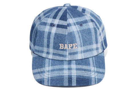 BAPE CHECK DENIM PANEL CAP