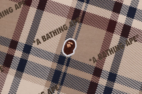 A BATHING APE LOGO CHECK PATTERN  TEE