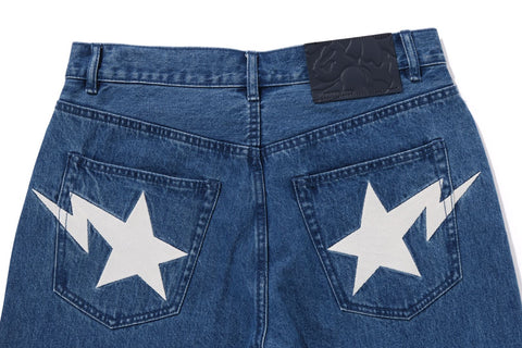 METAL LOGO PIN DENIM PANTS