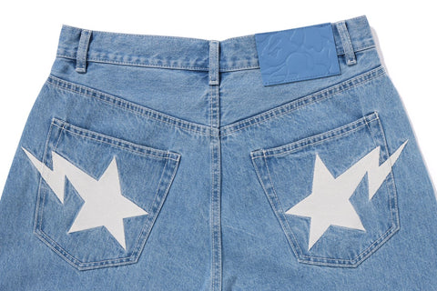 METAL LOGO PIN DENIM PANTS