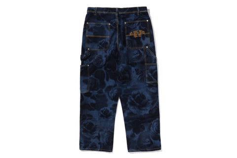 FLORAL CAMO JACQUARD RELAXED FIT 13OZ DENIM WORK PANTS