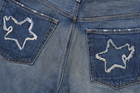 STA PATCH WORK LOOSE FIT DENIM PANTS