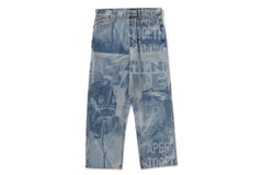 OVERALL LASERED RELAXED FIT 13 OZ DENIM PANTS