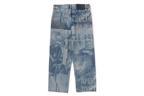 OVERALL LASERED RELAXED FIT 13 OZ DENIM PANTS