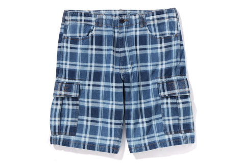 BAPE CHECK 6 POCKET DENIM SHORTS