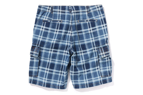 BAPE CHECK 6 POCKET DENIM SHORTS