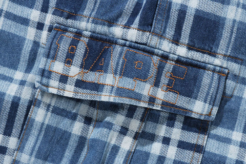 BAPE CHECK 6 POCKET DENIM SHORTS