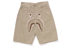 SHARK GARMENT DYE RELAXED FIT DENIM SHORTS