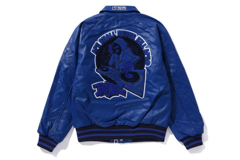 (B)APE LEATHER VARSITY JACKET