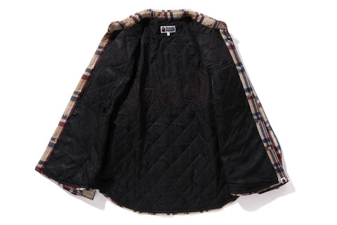 A BATHING APE LOGO CHECK PATTERN  PADDED FLANNEL SHIRT JACKET