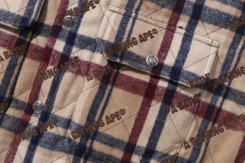 A BATHING APE LOGO CHECK PATTERN  PADDED FLANNEL SHIRT JACKET