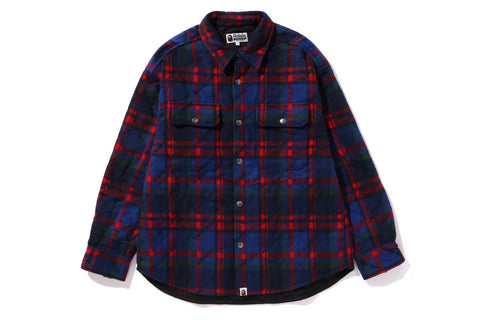 A BATHING APE LOGO CHECK PATTERN  PADDED FLANNEL SHIRT JACKET