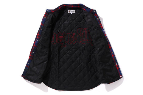 A BATHING APE LOGO CHECK PATTERN  PADDED FLANNEL SHIRT JACKET