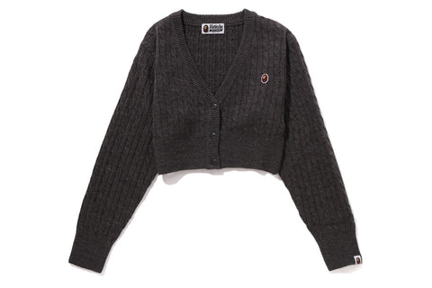 CABLE CROPPED KNIT CARDIGAN