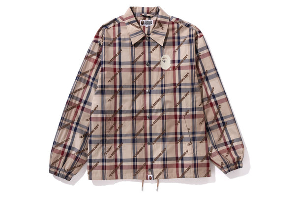 A BATHING APE LOGO CHECK PATTERN COACH JACKET | bapepirate.com
