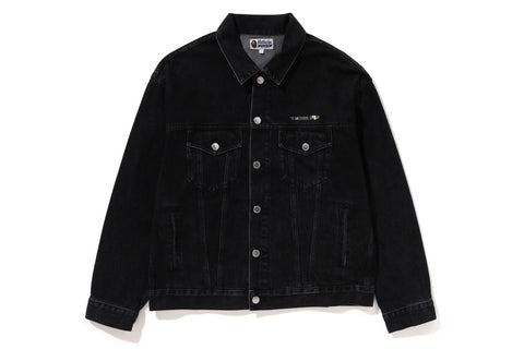 METAL LOGO PIN DENIM JACKET