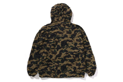 CRINKLE EFFECT 1ST CAMO HALF ZIP HOODIE JACKET
