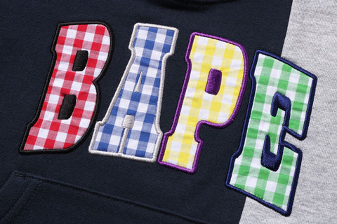 BAPE GINGHAM CHECK PATCH PULLOVER HOODIE