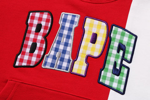 BAPE GINGHAM CHECK PATCH PULLOVER HOODIE