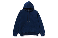 LOGO RIBBING INDIGO PULLOVER HOODIE