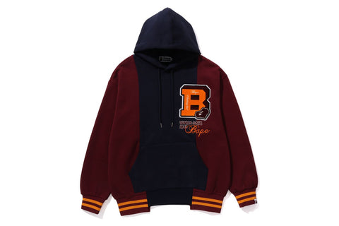 BAPE BADGES COLOR BLOCKING PULLOVER HOODIE