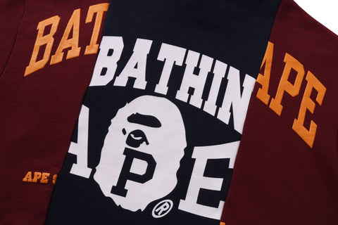 BAPE BADGES COLOR BLOCKING PULLOVER HOODIE