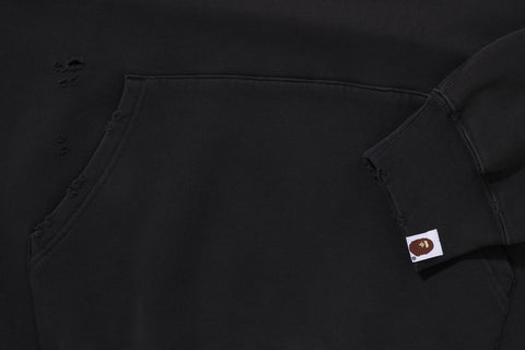 DESTROYED GARMENT DYED PULLOVER HOODIE