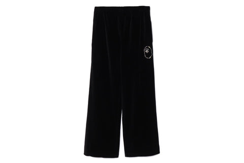 CRYSTAL STONE APE HEAD VELOUR WIDE PANTS
