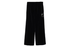 CRYSTAL STONE APE HEAD VELOUR WIDE PANTS