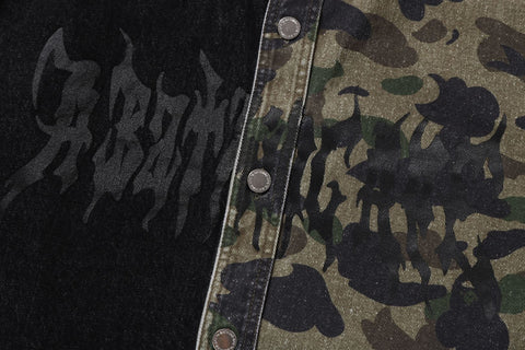 1ST CAMO BLOCKING DESTORYED HEAVY WASH LOGO LS SHIRT