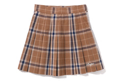 BAPE EMBROIDERY CHECK PLEATED SKIRT