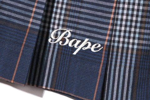 BAPE EMBROIDERY CHECK PLEATED SKIRT