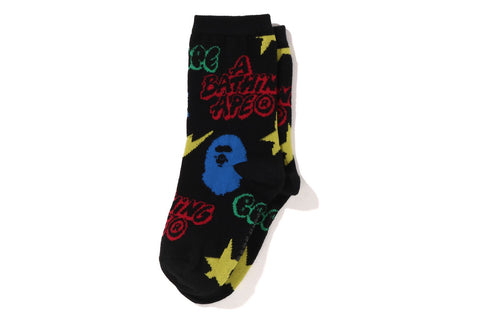 BAPE GRAFFITI PATTERN SOCKS