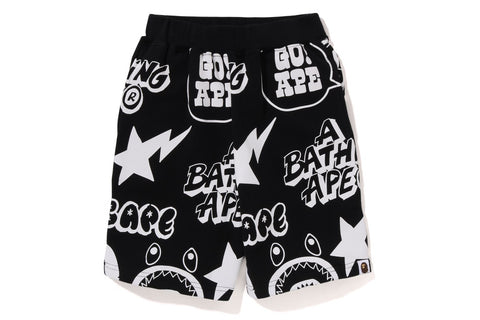 BAPE GRAFFITI PATTERN SWEAT SHORTS