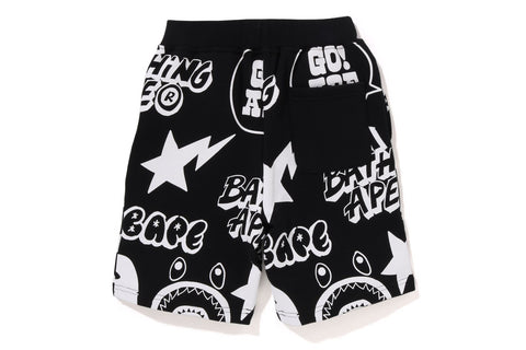 BAPE GRAFFITI PATTERN SWEAT SHORTS