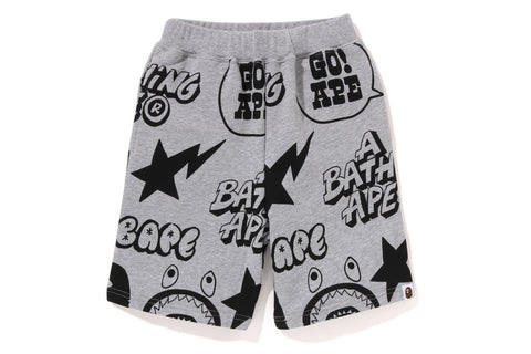 BAPE GRAFFITI PATTERN SWEAT SHORTS