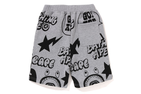 BAPE GRAFFITI PATTERN SWEAT SHORTS