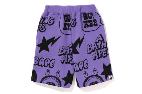 BAPE GRAFFITI PATTERN SWEAT SHORTS