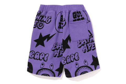 BAPE GRAFFITI PATTERN SWEAT SHORTS