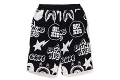 BAPE GRAFFITI PATTERN SWEAT SHORTS