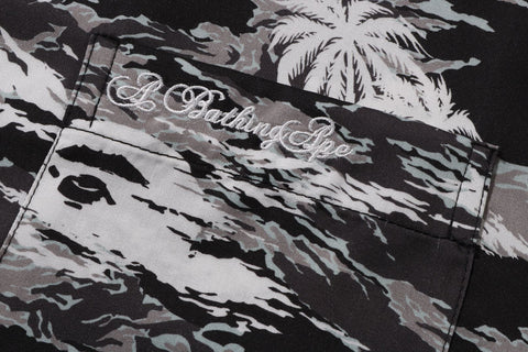 PALM TREE CAMO OPEN COLLAR POCKET SS SHIRT
