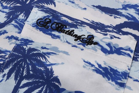 PALM TREE CAMO OPEN COLLAR POCKET SS SHIRT