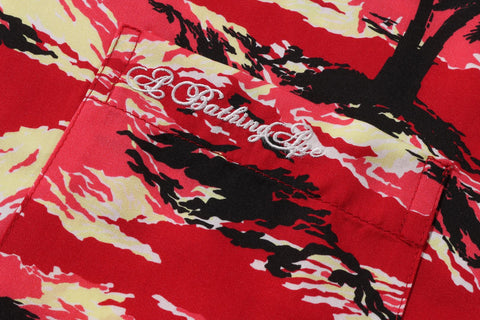 PALM TREE CAMO OPEN COLLAR POCKET SS SHIRT