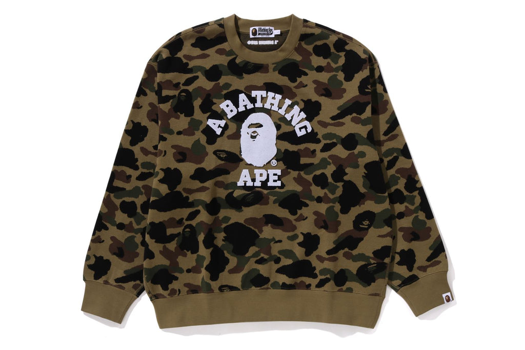 1ST CAMO JACQUARD COLLEGE RELAX FIT CREWNECK SWEATSHIRT