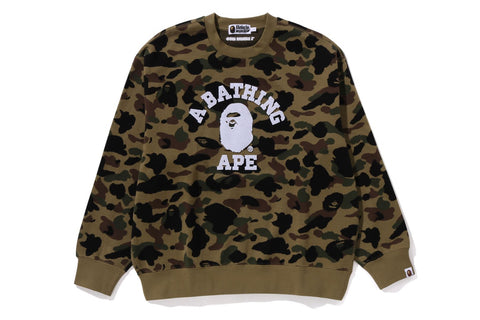 1ST CAMO JACQUARD COLLEGE RELAX FIT CREWNECK SWEATSHIRT