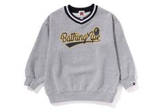 BASEBALL LOGO RELAXED FIT V-NECK SWEATSHIRT