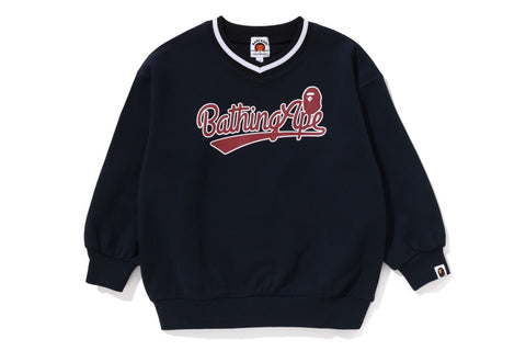 BASEBALL LOGO RELAXED FIT V-NECK SWEATSHIRT