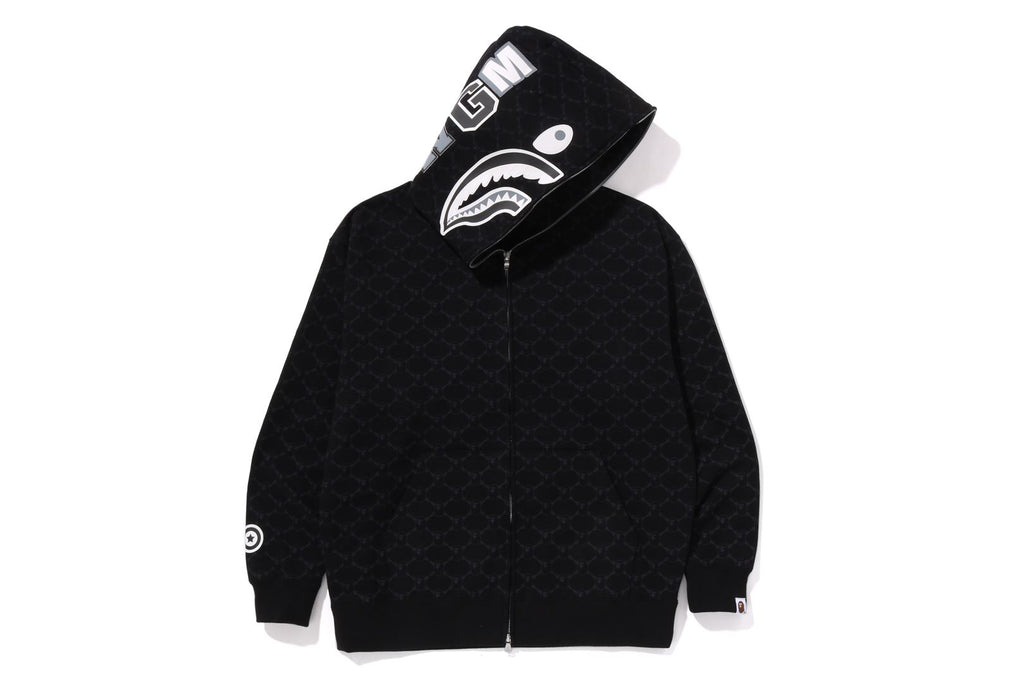 COLLEGE MONOGRAM RELAXED FIT SHARK FULL ZIP HOODIE