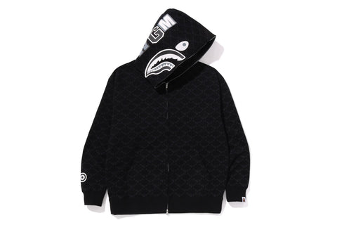 COLLEGE MONOGRAM RELAXED FIT SHARK FULL ZIP HOODIE